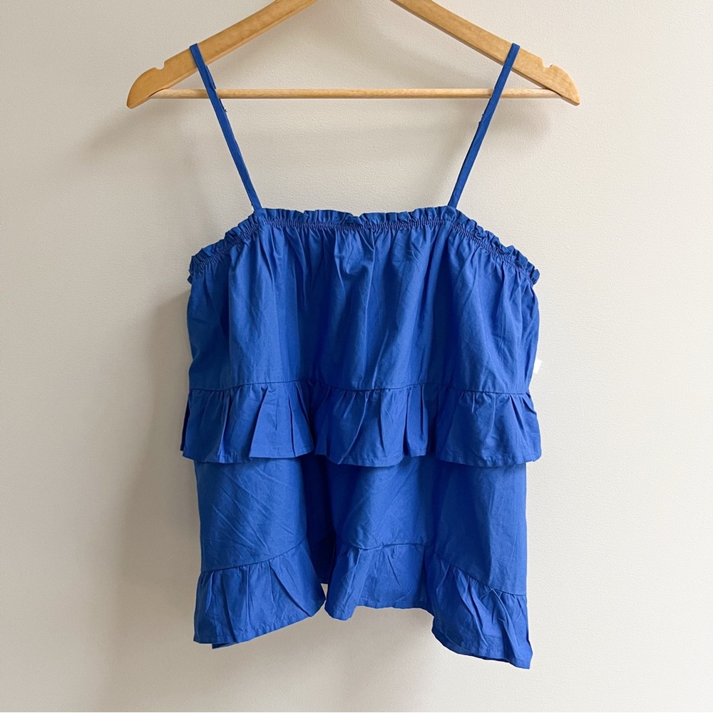 [ht360 collective] cotton tiered ruffle camisole cobalt blue XL